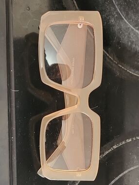 Transparent Beige Rectangular Women's Sunglasses